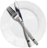 Knife, fork, plate